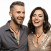 Boho Turquoise Double Layer Rope Necklace for Women Retro Heart Pendant Statement Jewelry Gift