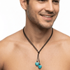 Boho Turquoise Double Layer Rope Necklace for Women Retro Heart Pendant Statement Jewelry Gift