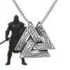 Retro Viking Triangle Necklace for Men & Women, Stainless Steel Pendant with Pearl Chain, Norse Style Fashion Jewelry