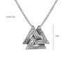 Retro Viking Triangle Necklace for Men & Women, Stainless Steel Pendant with Pearl Chain, Norse Style Fashion Jewelry