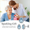 Sparkling 925 Sterling Silver Birthstone Necklaces for Women, Created Heart/Round/Teardrop/Square Crystal Solitaire Pendant Diamond Necklace, Great Birthday/Anniversary/Wedding Gifts