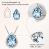 Sparkling 925 Sterling Silver Birthstone Necklaces for Women, Created Heart/Round/Teardrop/Square Crystal Solitaire Pendant Diamond Necklace, Great Birthday/Anniversary/Wedding Gifts