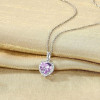 Sparkling 925 Sterling Silver Birthstone Necklaces for Women, Created Heart/Round/Teardrop/Square Crystal Solitaire Pendant Diamond Necklace, Great Birthday/Anniversary/Wedding Gifts