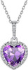 Sparkling 925 Sterling Silver Birthstone Necklaces for Women, Created Heart/Round/Teardrop/Square Crystal Solitaire Pendant Diamond Necklace, Great Birthday/Anniversary/Wedding Gifts