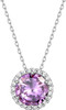 Sparkling 925 Sterling Silver Birthstone Necklaces for Women, Created Heart/Round/Teardrop/Square Crystal Solitaire Pendant Diamond Necklace, Great Birthday/Anniversary/Wedding Gifts