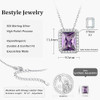 Sparkling 925 Sterling Silver Birthstone Necklaces for Women, Created Heart/Round/Teardrop/Square Crystal Solitaire Pendant Diamond Necklace, Great Birthday/Anniversary/Wedding Gifts