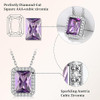 Sparkling 925 Sterling Silver Birthstone Necklaces for Women, Created Heart/Round/Teardrop/Square Crystal Solitaire Pendant Diamond Necklace, Great Birthday/Anniversary/Wedding Gifts