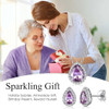 Sparkling 925 Sterling Silver Birthstone Necklaces for Women, Created Heart/Round/Teardrop/Square Crystal Solitaire Pendant Diamond Necklace, Great Birthday/Anniversary/Wedding Gifts