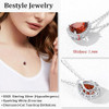 Sparkling 925 Sterling Silver Birthstone Necklaces for Women, Created Heart/Round/Teardrop/Square Crystal Solitaire Pendant Diamond Necklace, Great Birthday/Anniversary/Wedding Gifts