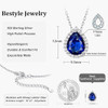 Sparkling 925 Sterling Silver Birthstone Necklaces for Women, Created Heart/Round/Teardrop/Square Crystal Solitaire Pendant Diamond Necklace, Great Birthday/Anniversary/Wedding Gifts