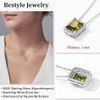 Sparkling 925 Sterling Silver Birthstone Necklaces for Women, Created Heart/Round/Teardrop/Square Crystal Solitaire Pendant Diamond Necklace, Great Birthday/Anniversary/Wedding Gifts