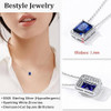 Sparkling 925 Sterling Silver Birthstone Necklaces for Women, Created Heart/Round/Teardrop/Square Crystal Solitaire Pendant Diamond Necklace, Great Birthday/Anniversary/Wedding Gifts