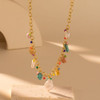 Elegant Natural Stone Rice Bead Shell Pendant Necklace for Women, Colorful Alloy Geometric Jewelry, Trendy Clavicle Chain, Perfect Festival Accessories & Gift