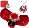 Preserved Real Red Rose with Necklace Forever Flowers Rose Birthday Gifts for Women