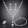 5Pcs Women's Fashion Necklace Rings Earrings and Bracelet Set for Wedding Jewelry Luxury artificial Crystal inlaid Necklace Ladies Jewelry Sets for Bridal