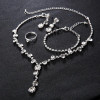 5Pcs Women's Fashion Necklace Rings Earrings and Bracelet Set for Wedding Jewelry Luxury artificial Crystal inlaid Necklace Ladies Jewelry Sets for Bridal