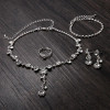 5Pcs Women's Fashion Necklace Rings Earrings and Bracelet Set for Wedding Jewelry Luxury artificial Crystal inlaid Necklace Ladies Jewelry Sets for Bridal