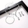 5Pcs Women's Fashion Necklace Rings Earrings and Bracelet Set for Wedding Jewelry Luxury artificial Crystal inlaid Necklace Ladies Jewelry Sets for Bridal
