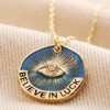 Women Necklace Believe in Luck Devil's Eye Letter Pendant Necklace with Blue Craftsmanship Clavicle Necklace Suitable Gift for Halloween Christmas Festival