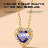Sparkling 925 Sterling Silver Birthstone Necklaces for Women, Created Heart/Round/Teardrop/Square Crystal Solitaire Pendant Diamond Necklace, Great Birthday/Anniversary/Wedding Gifts