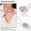 Sparkling 925 Sterling Silver Birthstone Necklaces for Women, Created Heart/Round/Teardrop/Square Crystal Solitaire Pendant Diamond Necklace, Great Birthday/Anniversary/Wedding Gifts