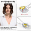 Sparkling 925 Sterling Silver Birthstone Necklaces for Women, Created Heart/Round/Teardrop/Square Crystal Solitaire Pendant Diamond Necklace, Great Birthday/Anniversary/Wedding Gifts