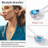 Sparkling 925 Sterling Silver Birthstone Necklaces for Women, Created Heart/Round/Teardrop/Square Crystal Solitaire Pendant Diamond Necklace, Great Birthday/Anniversary/Wedding Gifts