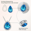 Sparkling 925 Sterling Silver Birthstone Necklaces for Women, Created Heart/Round/Teardrop/Square Crystal Solitaire Pendant Diamond Necklace, Great Birthday/Anniversary/Wedding Gifts