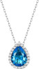 Sparkling 925 Sterling Silver Birthstone Necklaces for Women, Created Heart/Round/Teardrop/Square Crystal Solitaire Pendant Diamond Necklace, Great Birthday/Anniversary/Wedding Gifts