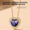 Sparkling 925 Sterling Silver Birthstone Necklaces for Women, Created Heart/Round/Teardrop/Square Crystal Solitaire Pendant Diamond Necklace, Great Birthday/Anniversary/Wedding Gifts