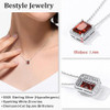 Sparkling 925 Sterling Silver Birthstone Necklaces for Women, Created Heart/Round/Teardrop/Square Crystal Solitaire Pendant Diamond Necklace, Great Birthday/Anniversary/Wedding Gifts