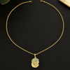18K Gold Plated Allah Pendant Necklace, Arabic Calligraphy Round Coin Necklace, Islamic Muslim Jewelry, Twisted Rope Chain Necklace for Men Women, Religious Faith Gift