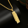 18K Gold Plated Allah Pendant Necklace, Arabic Calligraphy Round Coin Necklace, Islamic Muslim Jewelry, Twisted Rope Chain Necklace for Men Women, Religious Faith Gift