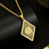18K Gold Plated Allah Pendant Necklace, Arabic Calligraphy Round Coin Necklace, Islamic Muslim Jewelry, Twisted Rope Chain Necklace for Men Women, Religious Faith Gift