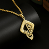 18K Gold Plated Allah Pendant Necklace, Arabic Calligraphy Round Coin Necklace, Islamic Muslim Jewelry, Twisted Rope Chain Necklace for Men Women, Religious Faith Gift