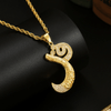 18K Gold Plated Allah Pendant Necklace, Arabic Calligraphy Round Coin Necklace, Islamic Muslim Jewelry, Twisted Rope Chain Necklace for Men Women, Religious Faith Gift