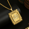 18K Gold Plated Allah Pendant Necklace, Arabic Calligraphy Round Coin Necklace, Islamic Muslim Jewelry, Twisted Rope Chain Necklace for Men Women, Religious Faith Gift