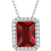 Sparkling 925 Sterling Silver Birthstone Necklaces for Women, Created Heart/Round/Teardrop/Square Crystal Solitaire Pendant Diamond Necklace, Great Birthday/Anniversary/Wedding Gifts