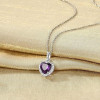Sparkling 925 Sterling Silver Birthstone Necklaces for Women, Created Heart/Round/Teardrop/Square Crystal Solitaire Pendant Diamond Necklace, Great Birthday/Anniversary/Wedding Gifts