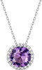 Sparkling 925 Sterling Silver Birthstone Necklaces for Women, Created Heart/Round/Teardrop/Square Crystal Solitaire Pendant Diamond Necklace, Great Birthday/Anniversary/Wedding Gifts