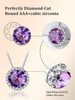 Sparkling 925 Sterling Silver Birthstone Necklaces for Women, Created Heart/Round/Teardrop/Square Crystal Solitaire Pendant Diamond Necklace, Great Birthday/Anniversary/Wedding Gifts