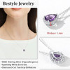 Sparkling 925 Sterling Silver Birthstone Necklaces for Women, Created Heart/Round/Teardrop/Square Crystal Solitaire Pendant Diamond Necklace, Great Birthday/Anniversary/Wedding Gifts