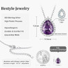 Sparkling 925 Sterling Silver Birthstone Necklaces for Women, Created Heart/Round/Teardrop/Square Crystal Solitaire Pendant Diamond Necklace, Great Birthday/Anniversary/Wedding Gifts