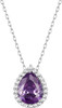 Sparkling 925 Sterling Silver Birthstone Necklaces for Women, Created Heart/Round/Teardrop/Square Crystal Solitaire Pendant Diamond Necklace, Great Birthday/Anniversary/Wedding Gifts