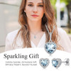 Sparkling 925 Sterling Silver Birthstone Necklaces for Women, Created Heart/Round/Teardrop/Square Crystal Solitaire Pendant Diamond Necklace, Great Birthday/Anniversary/Wedding Gifts