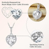 Sparkling 925 Sterling Silver Birthstone Necklaces for Women, Created Heart/Round/Teardrop/Square Crystal Solitaire Pendant Diamond Necklace, Great Birthday/Anniversary/Wedding Gifts