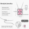 Sparkling 925 Sterling Silver Birthstone Necklaces for Women, Created Heart/Round/Teardrop/Square Crystal Solitaire Pendant Diamond Necklace, Great Birthday/Anniversary/Wedding Gifts