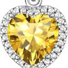 Sparkling 925 Sterling Silver Birthstone Necklaces for Women, Created Heart/Round/Teardrop/Square Crystal Solitaire Pendant Diamond Necklace, Great Birthday/Anniversary/Wedding Gifts