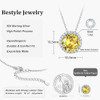 Sparkling 925 Sterling Silver Birthstone Necklaces for Women, Created Heart/Round/Teardrop/Square Crystal Solitaire Pendant Diamond Necklace, Great Birthday/Anniversary/Wedding Gifts