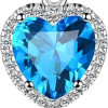 Sparkling 925 Sterling Silver Birthstone Necklaces for Women, Created Heart/Round/Teardrop/Square Crystal Solitaire Pendant Diamond Necklace, Great Birthday/Anniversary/Wedding Gifts